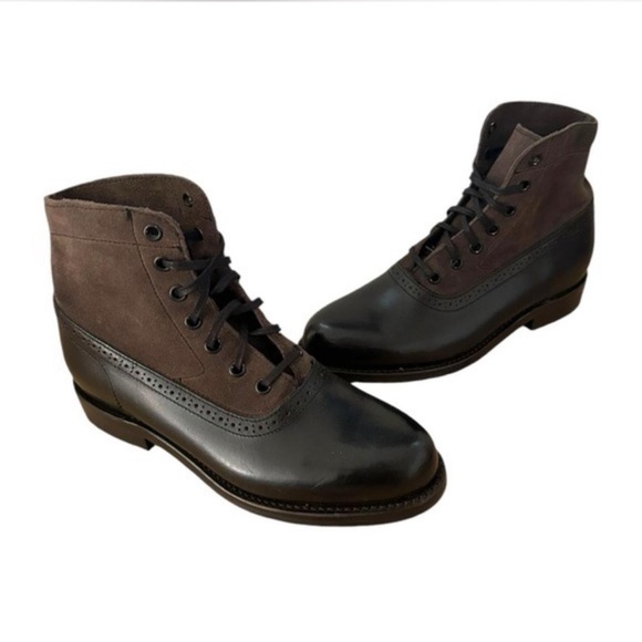 Wolverine 1000 Mile Marcelle Boots Black Brown Leather Canvas Combat Grunge - Picture 3 of 7